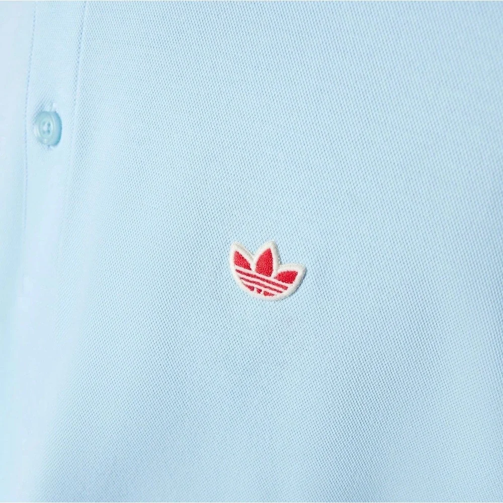 Men's adidas Originals Twistknit‎ Trefoil Polo Shirt Sz Small Golf Sky Blue $90